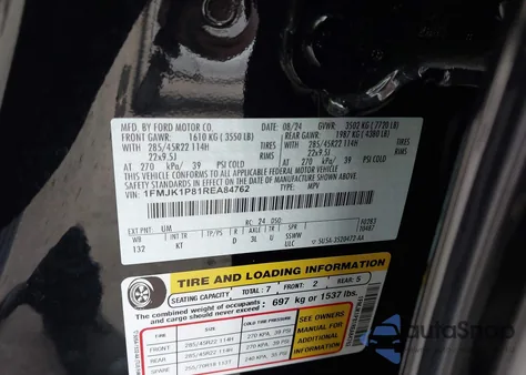 2024 Ford Expedition King Ranch Max z USA, uszkodzony, nr VIN 1FMJK1P81REA84762